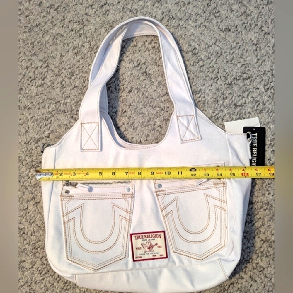 BNWT - True Religion White Tote/Crossbody/Shoulder/Beach/School Bag/Purse - Picture 10 of 16